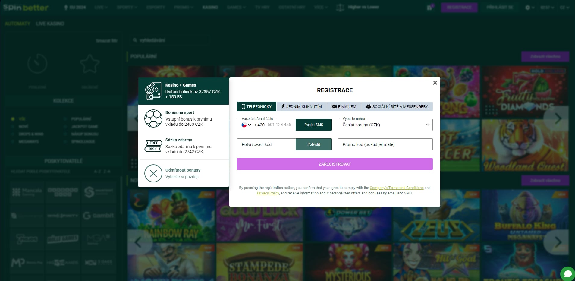 Místo, kde štěstí přeje odvážným Spinbetter casino CZ